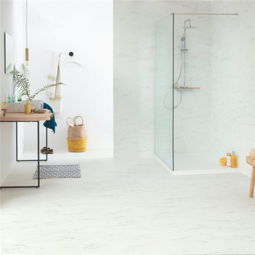 Виниловый пол Quick-Step Oro Base - Tiles Белый Каррарский мрамор AVSTT40136 (4mm)