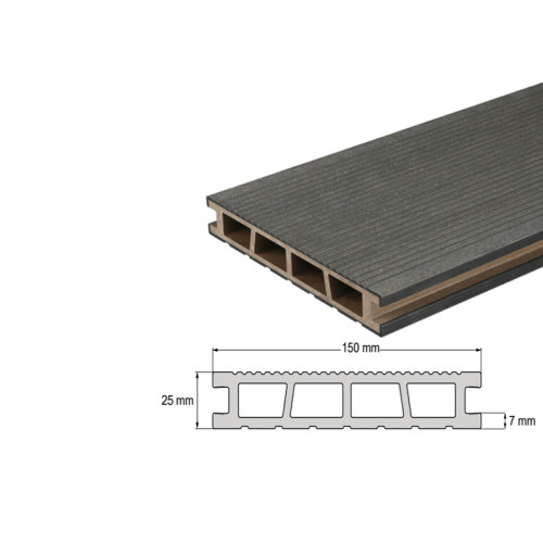 Террасная доска Bergdeck B150 Чёрный (ДПК)