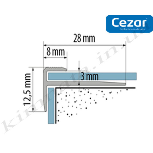 Профиль алюминиевый Cezar CL3LVT серебро LVT-SPC 3мм для ступени
