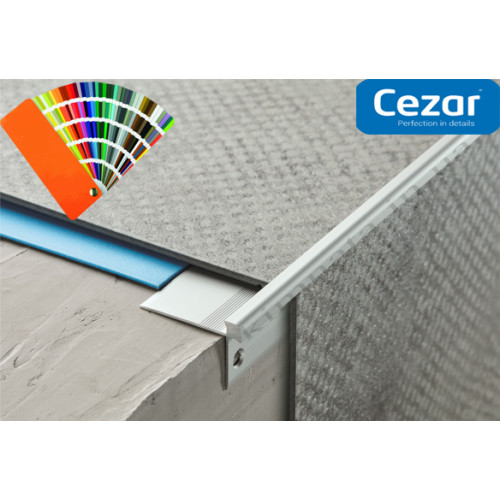 Профиль алюминиевый Cezar LVT-SPC Z3 серебро Cezar для ступеней