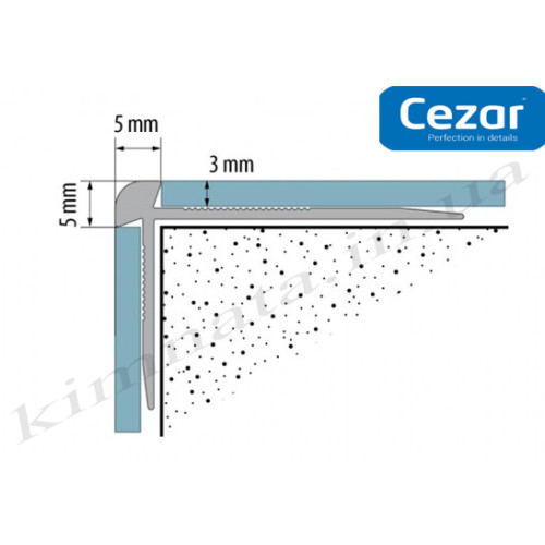 Профиль алюминиевый Cezar LVT-SPC Z3 серебро Cezar для ступеней