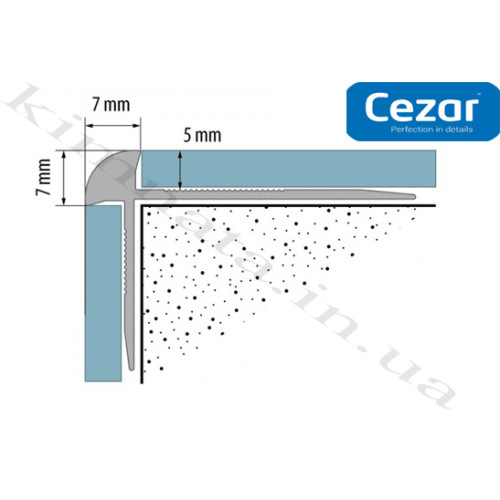 Профиль алюминиевый Cezar LVT-SPC Z5 серебро Cezar для ступеней