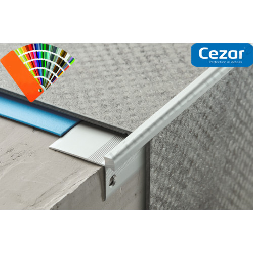 Профиль алюминиевый Cezar LVT-SPC Z5 серебро Cezar для ступеней