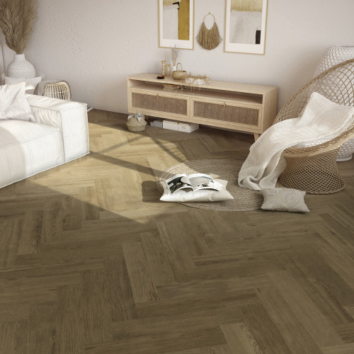 Виниловый пол Ceramin Nuva Herringbone Glue Soft Oak Mid Brown 65202 (2,5 мм)