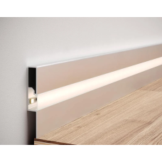 Алюминиевый плинтус прямой с LED подсветкой LED60 (+рассеиватель) Анод