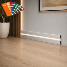 Алюмінієвий плінтус прямий з LED підсвічуванням LED60 (+розсіювач) PROFIL RAL