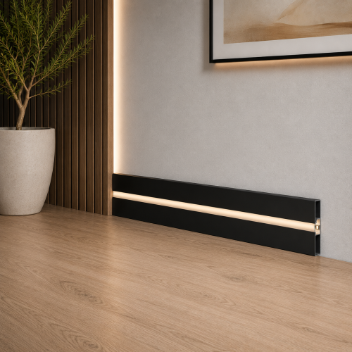 Алюмінієвий плінтус прямий з LED підсвічуванням LED60 (+розсіювач) PROFIL RAL