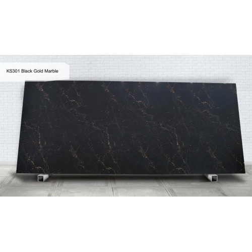 Широкоформатна панель HPL KRAFFTEN 12 мм чорне ядро - KS301 Black Gold Marble