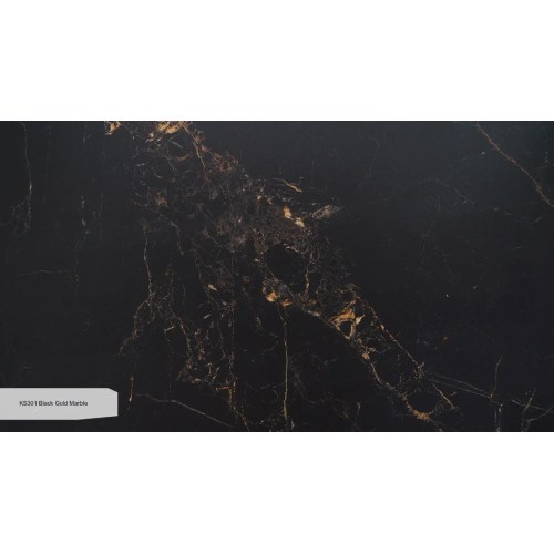 Широкоформатна панель HPL KRAFFTEN 12 мм чорне ядро - KS301 Black Gold Marble